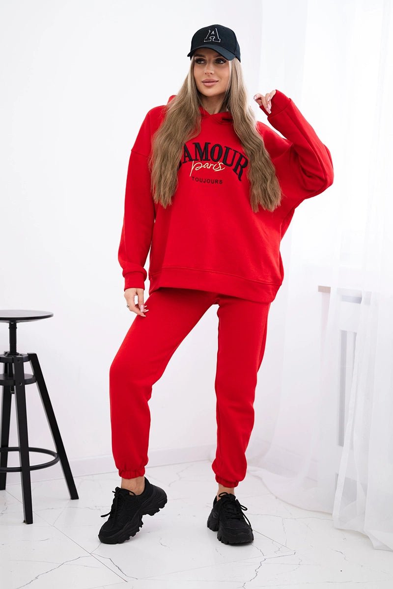 Set L'Amour hoodie and pants 9611 / – Red цвет / color | Lexline Fashion