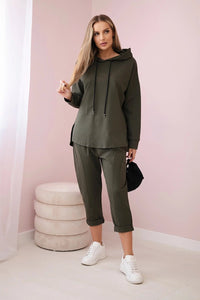 Set Milano hoodie + pants 7036T / – Khaki цвет / color | Lexline Fashion