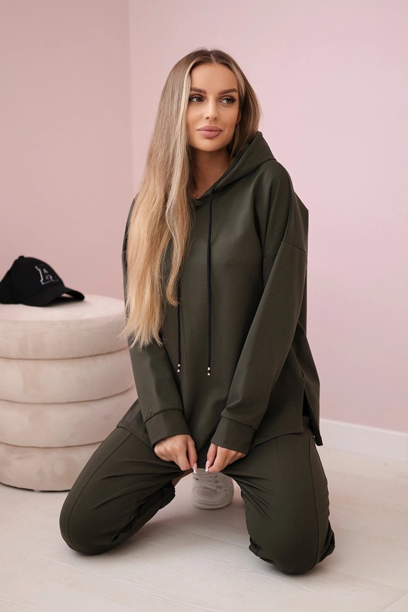 Set Milano hoodie + pants 7036T / – Khaki цвет / color | Lexline Fashion