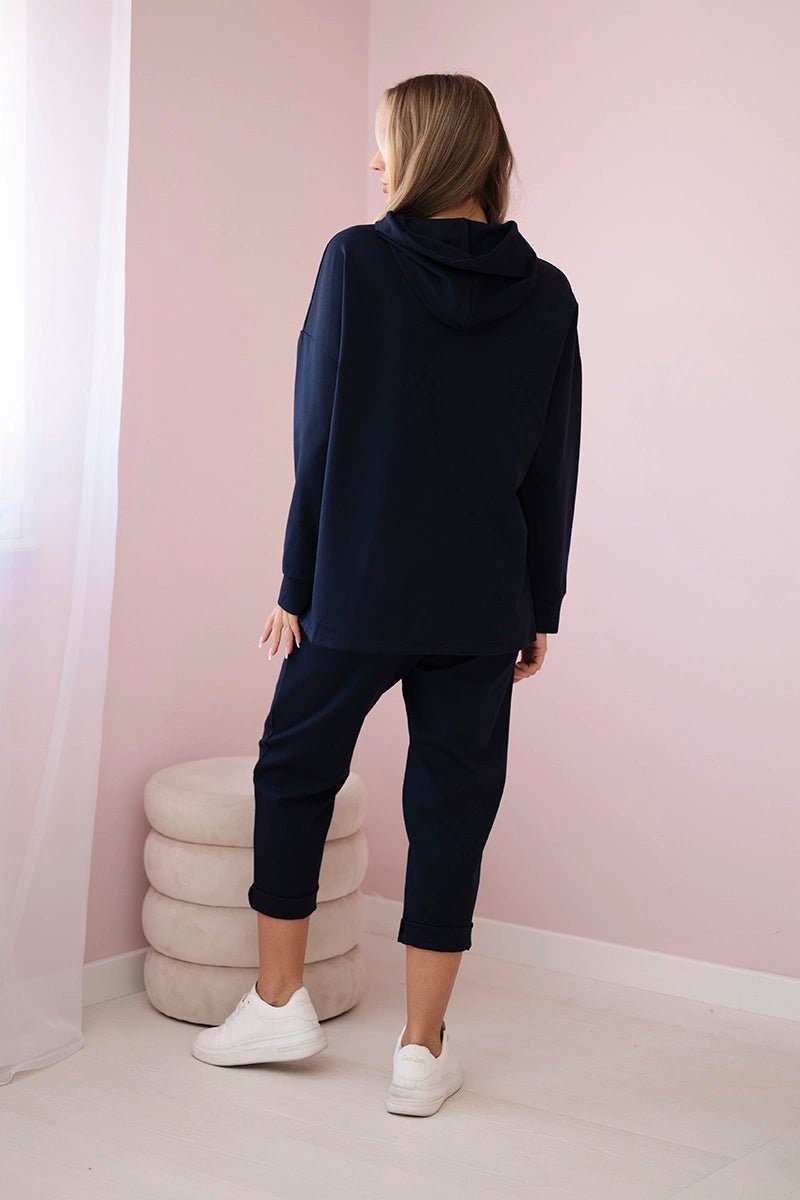 Set Milano hoodie + pants 7036T / – Navy blue цвет / color | Lexline Fashion