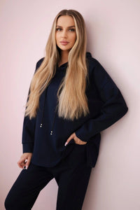 Set Milano hoodie + pants 7036T / – Navy blue цвет / color | Lexline Fashion