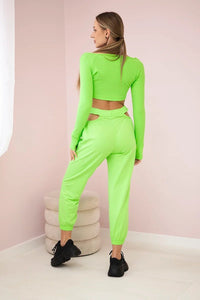 Set of Blouse and Pants 9340 / – Green || Neon цвет / color | Lexline Fashion
