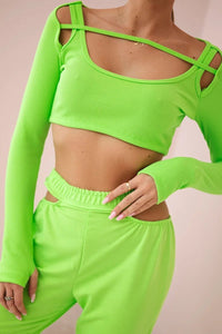 Set of Blouse and Pants 9340 / – Green || Neon цвет / color | Lexline Fashion