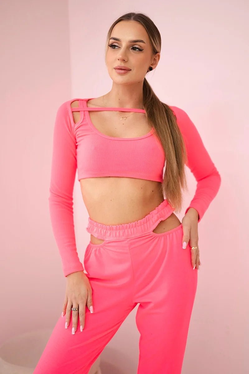 Set of Blouse and Pants 9340 / – Neon pink цвет / color | Lexline Fashion