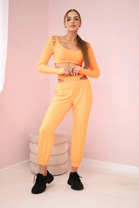 Set of Blouse and Pants 9340 / – Orange || Neon цвет / color | Lexline Fashion