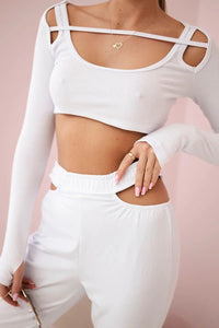 Set of Blouse and Pants 9340 / – White цвет / color | Lexline Fashion