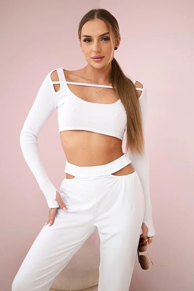 Set of Blouse and Pants 9340 / – White цвет / color | Lexline Fashion