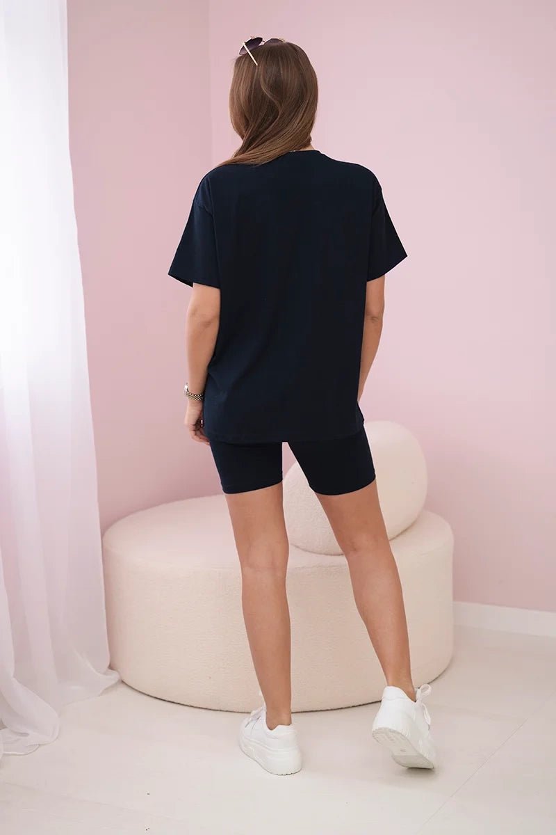 Set of Blouse and Shorts Brooklyn 9427 / – Navy blue цвет / color | Lexline Fashion