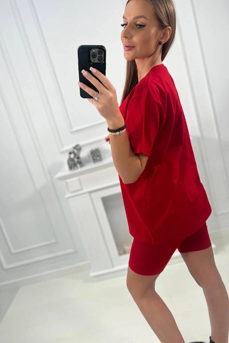 Set of Blouse and Shorts Brooklyn 9427 / – Red цвет / color | Lexline Fashion