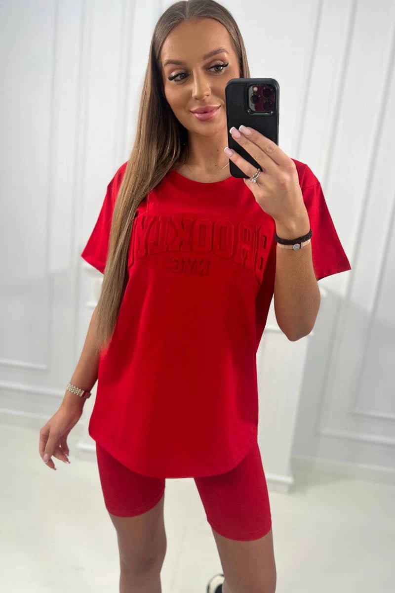 Set of Blouse and Shorts Brooklyn 9427 / – Red цвет / color | Lexline Fashion