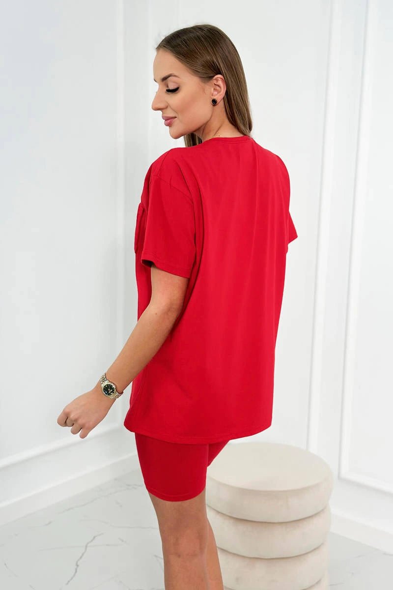 Set of Blouse and Shorts Brooklyn 9427 / – Red цвет / color | Lexline Fashion
