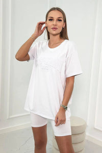 Set of Blouse and Shorts Brooklyn 9427 / – White цвет / color | Lexline Fashion