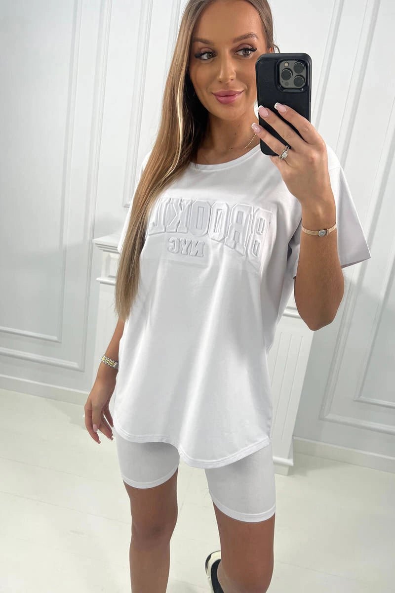 Set of Blouse and Shorts Brooklyn 9427 / – White цвет / color | Lexline Fashion