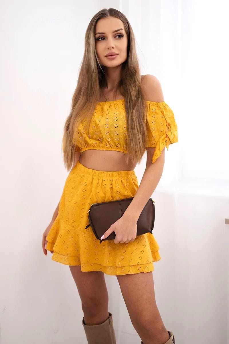 Set of blouse and skirt 9275 / – Mustard цвет / color | Lexline Fashion