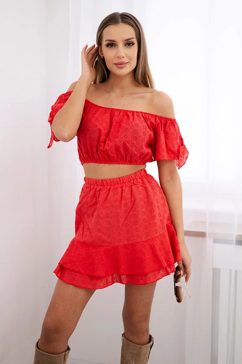 Set of blouse and skirt 9275 / – Red цвет / color | Lexline Fashion