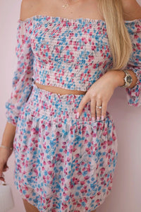 Set of blouse and skirt with flowers 9288 / – Powder цвет / color | Lexline Fashion