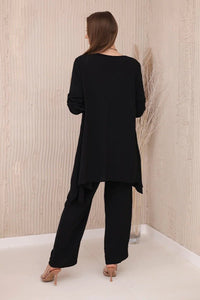 Set of blouse + pants with pendant 1025A / – Black цвет / color | Lexline Fashion