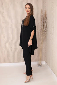 Set of blouse + pants with pendant 1025A / – Black цвет / color | Lexline Fashion