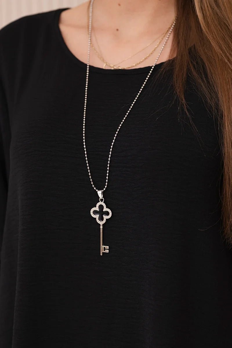 Set of blouse + pants with pendant 1025A / – Black цвет / color | Lexline Fashion