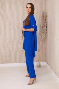 Set of blouse + pants with pendant 1025A / – Blue cornflower цвет / color | Lexline Fashion