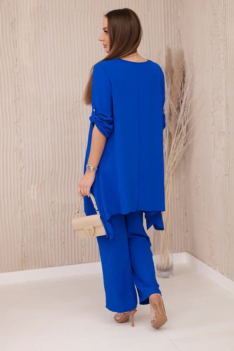 Set of blouse + pants with pendant 1025A / – Blue cornflower цвет / color | Lexline Fashion