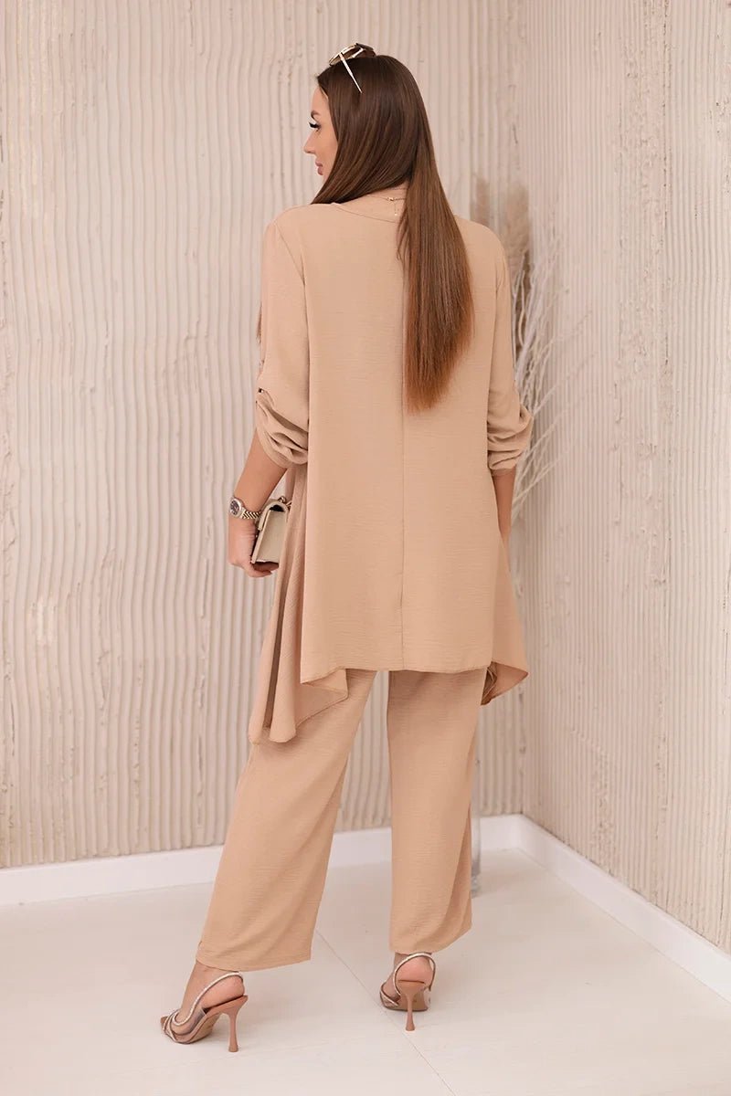 Set of blouse + pants with pendant 1025A / – Camel цвет / color | Lexline Fashion