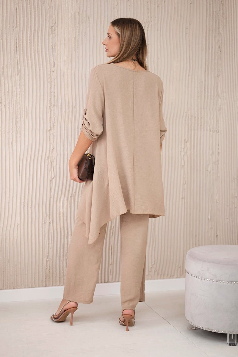 Set of blouse + pants with pendant 1025A / – Cappuccino цвет / color | Lexline Fashion