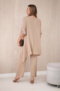 Set of blouse + pants with pendant 1025A / – Cappuccino цвет / color | Lexline Fashion