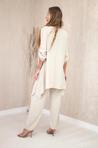 Set of blouse + pants with pendant 1025A / – Dark || beige цвет / color | Lexline Fashion