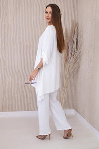 Set of blouse + pants with pendant 1025A / – Ecru цвет / color | Lexline Fashion
