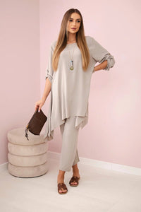 Set of blouse + pants with pendant 1025A / – Fango цвет / color | Lexline Fashion