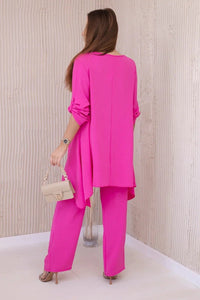 Set of blouse + pants with pendant 1025A / – Fuchsia цвет / color | Lexline Fashion