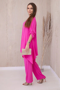 Set of blouse + pants with pendant 1025A / – Fuchsia цвет / color | Lexline Fashion