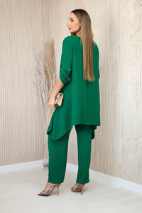 Set of blouse + pants with pendant 1025A / – Green цвет / color | Lexline Fashion