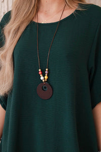 Set of blouse + pants with pendant 1025A / – Green || Dark цвет / color | Lexline Fashion