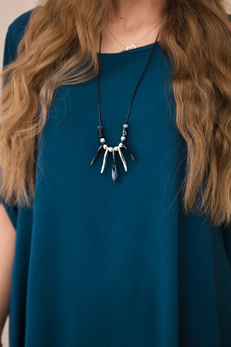 Set of blouse + pants with pendant 1025A / – Marine цвет / color | Lexline Fashion