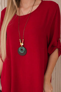 Set of blouse + pants with pendant 1025A / – Maroon цвет / color | Lexline Fashion