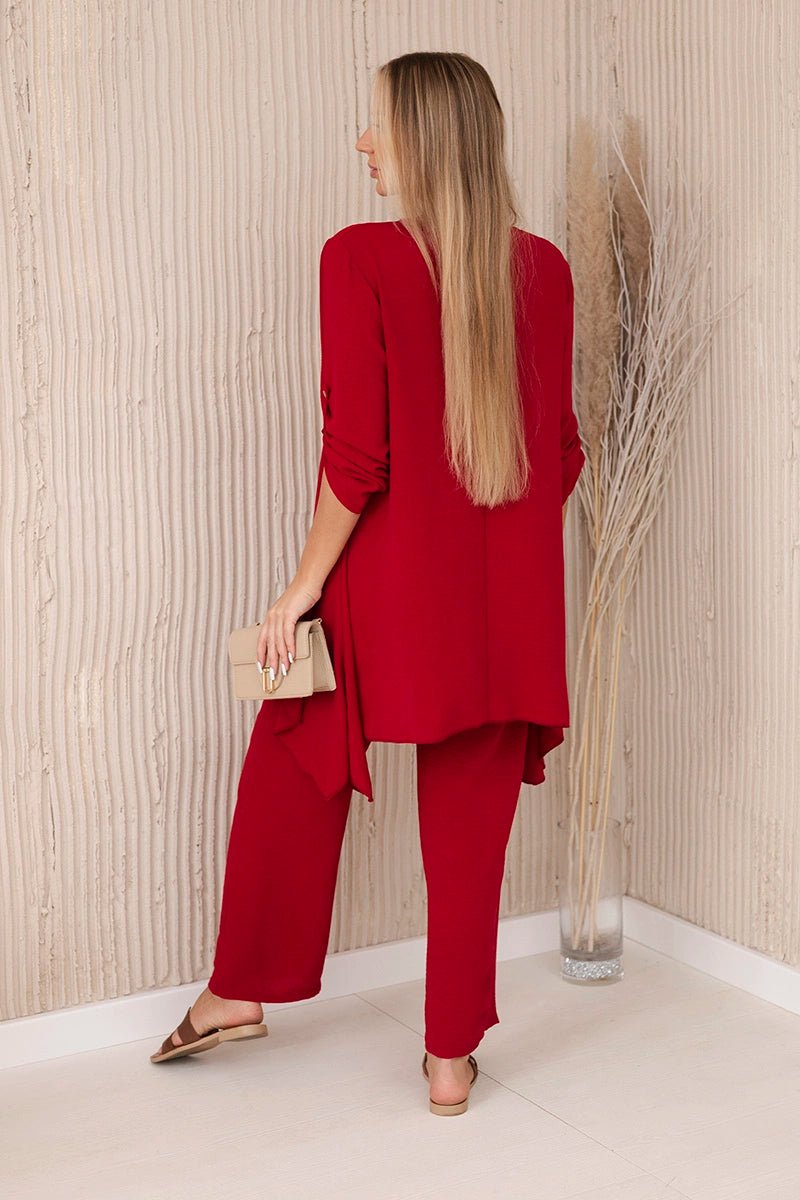 Set of blouse + pants with pendant 1025A / – Maroon цвет / color | Lexline Fashion