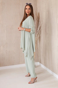Set of blouse + pants with pendant 1025A / – Mint || Dark цвет / color | Lexline Fashion