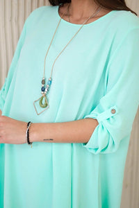 Set of blouse + pants with pendant 1025A / – Mint || Light цвет / color | Lexline Fashion