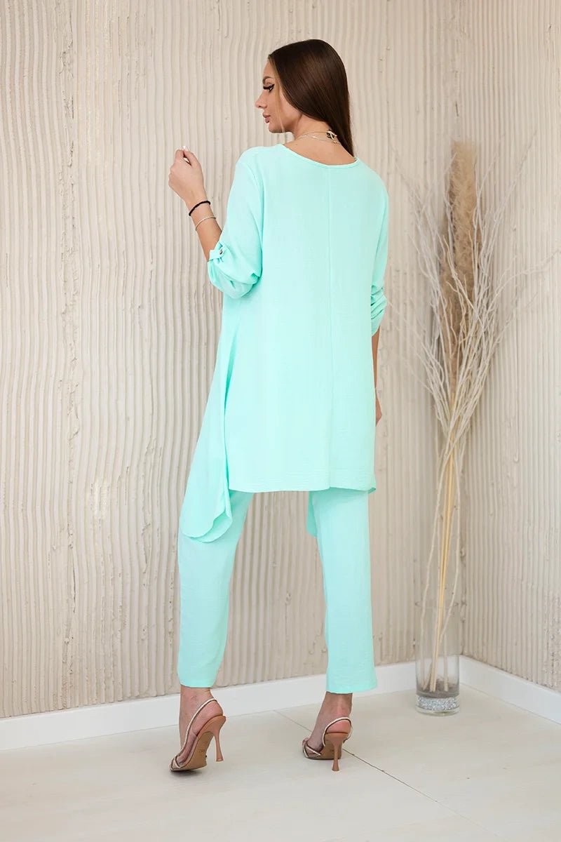Set of blouse + pants with pendant 1025A / – Mint || Light цвет / color | Lexline Fashion