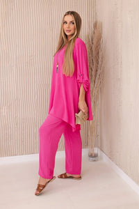 Set of blouse + pants with pendant 1025A / – Pink цвет / color | Lexline Fashion