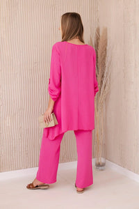 Set of blouse + pants with pendant 1025A / – Pink цвет / color | Lexline Fashion