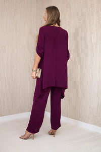 Set of blouse + pants with pendant 1025A / – Plum цвет / color | Lexline Fashion