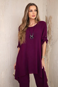 Set of blouse + pants with pendant 1025A / – Plum цвет / color | Lexline Fashion