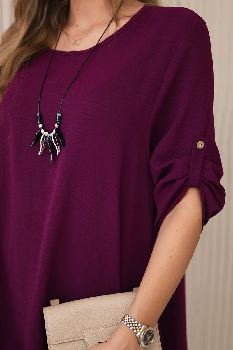 Set of blouse + pants with pendant 1025A / – Plum цвет / color | Lexline Fashion