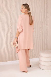 Set of blouse + pants with pendant 1025A / – Powder || Dark цвет / color | Lexline Fashion