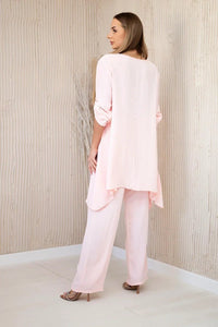 Set of blouse + pants with pendant 1025A / – Powder || Light цвет / color | Lexline Fashion