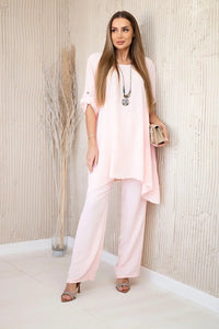 Set of blouse + pants with pendant 1025A / – Powder || Light цвет / color | Lexline Fashion