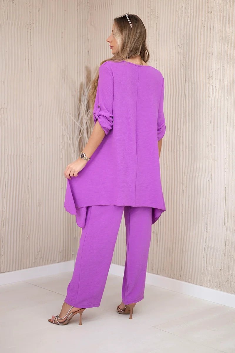 Set of blouse + pants with pendant 1025A / – Purple цвет / color | Lexline Fashion